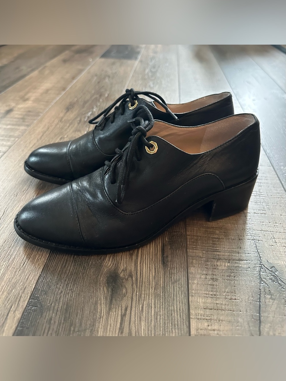 Louise Et Cie Fifer Black Leather Lace Up Oxfords Women’s Size 7